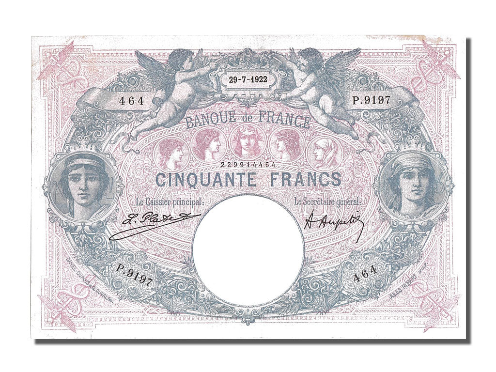 Billete, Francia, 50 Francs, 50 F 1889-1927 ''Bleu et Rose'', 1922, 1922-07-29