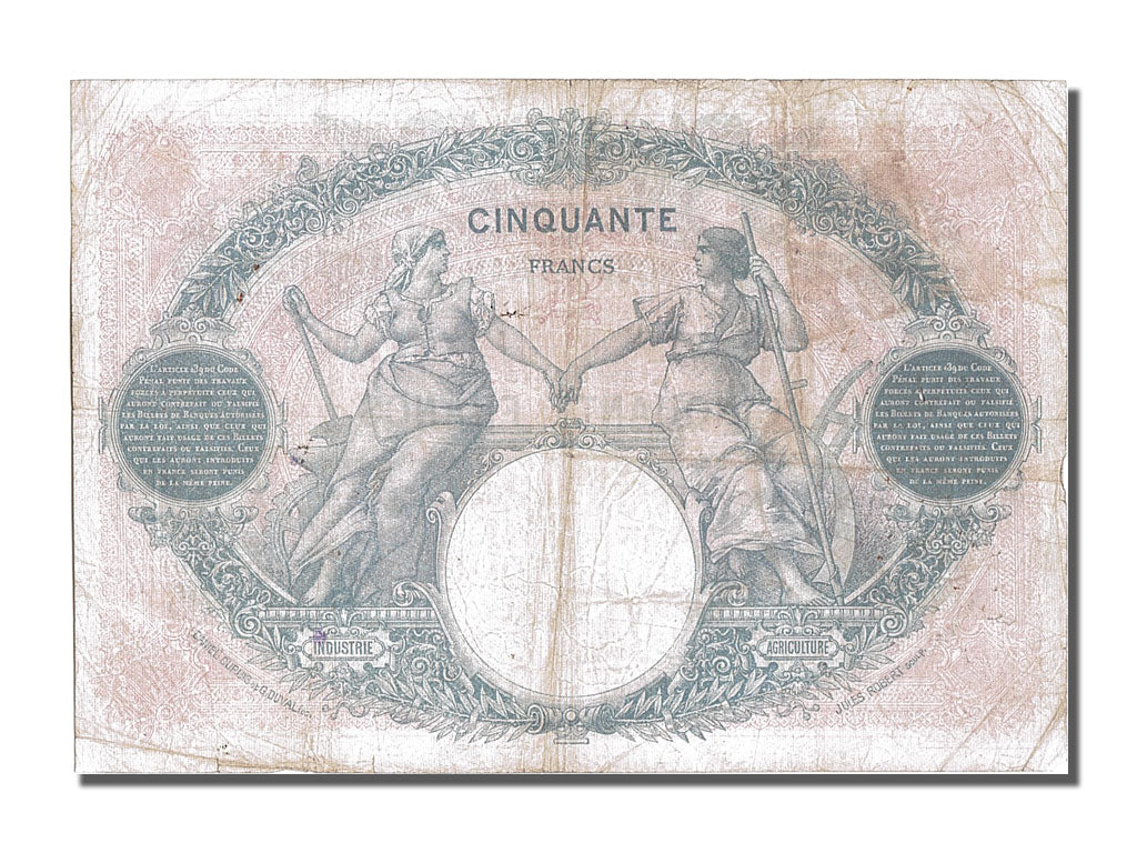 Banconote, Francia, 50 Francs, 50 F 1889-1927 ''Bleu et Rose'', 1923
