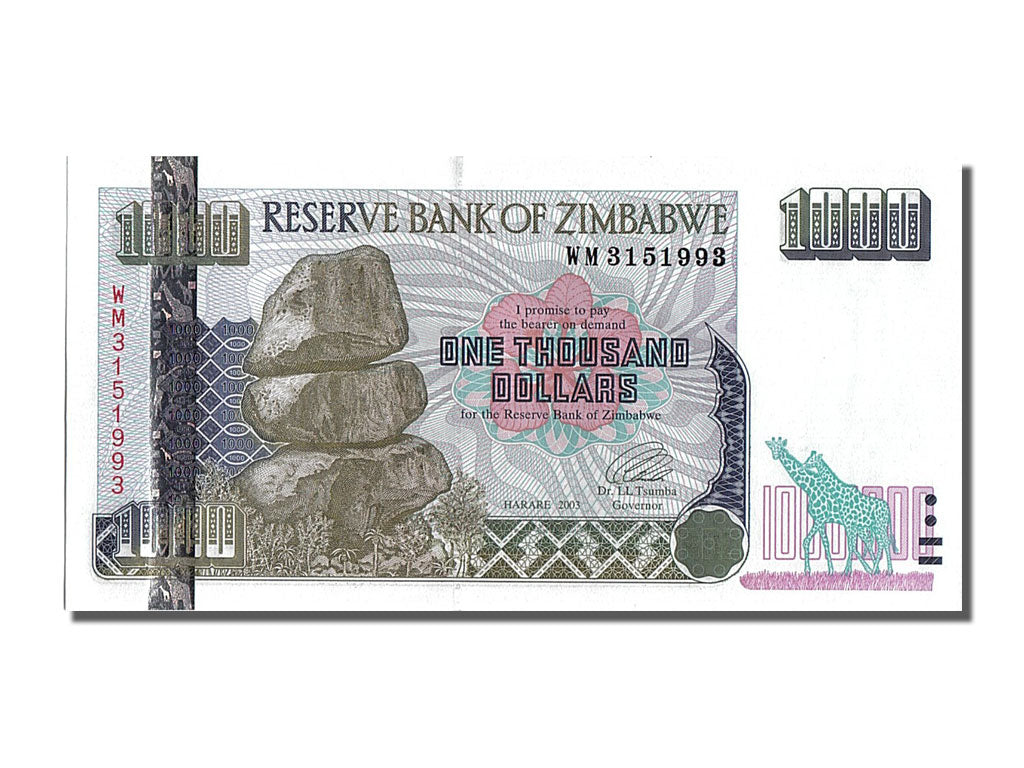 Banknote, Zimbabwe, 1000 Dollars, 2003, UNC(65-70)