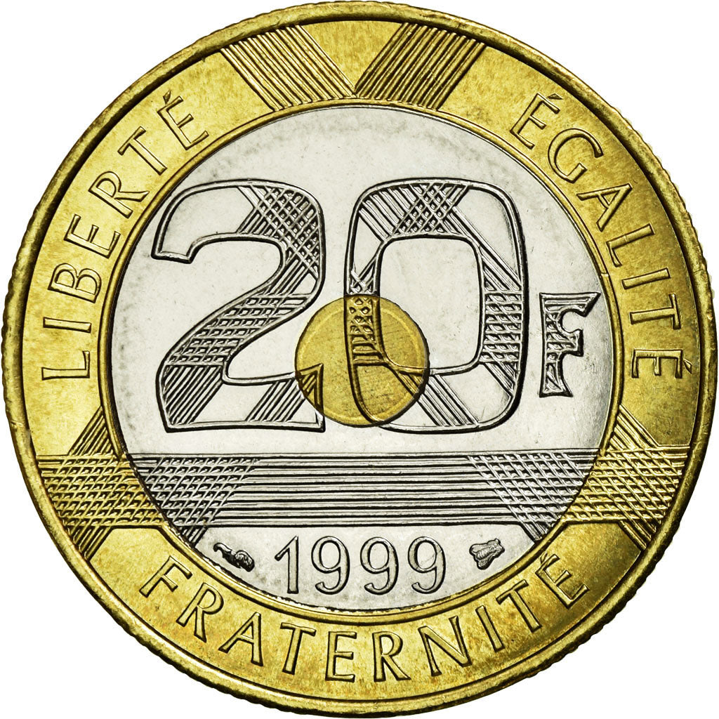 Moneda, Francia, Mont Saint Michel, 20 Francs, 1999, FDC, Trimetálico