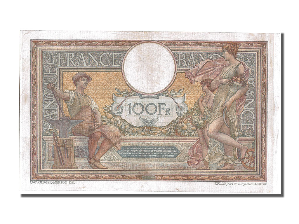 Banknote, France, 100 Francs, 100 F 1908-1939 ''Luc Olivier Merson'', 1917