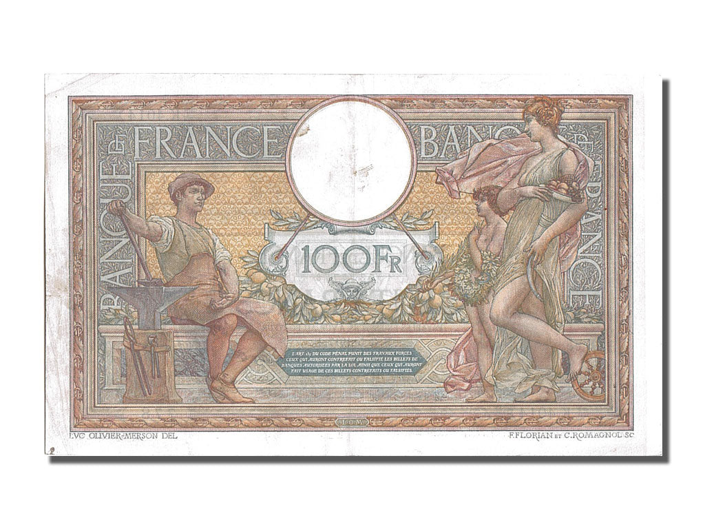 Banknote, France, 100 Francs, 100 F 1908-1939 ''Luc Olivier Merson'', 1917