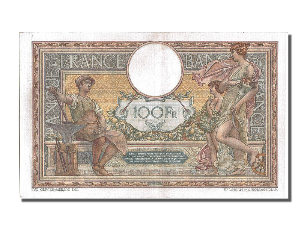Banknote, France, 100 Francs, 100 F 1908-1939 ''Luc Olivier Merson'', 1918