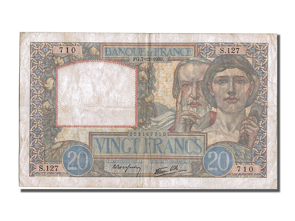 Banconote, Francia, 20 Francs, 20 F 1939-1942 ''Science et Travail'', 1939