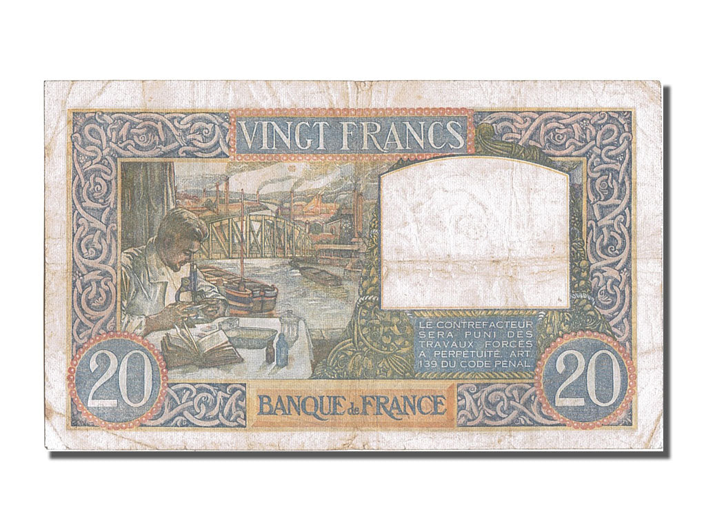 Banconote, Francia, 20 Francs, 20 F 1939-1942 ''Science et Travail'', 1940