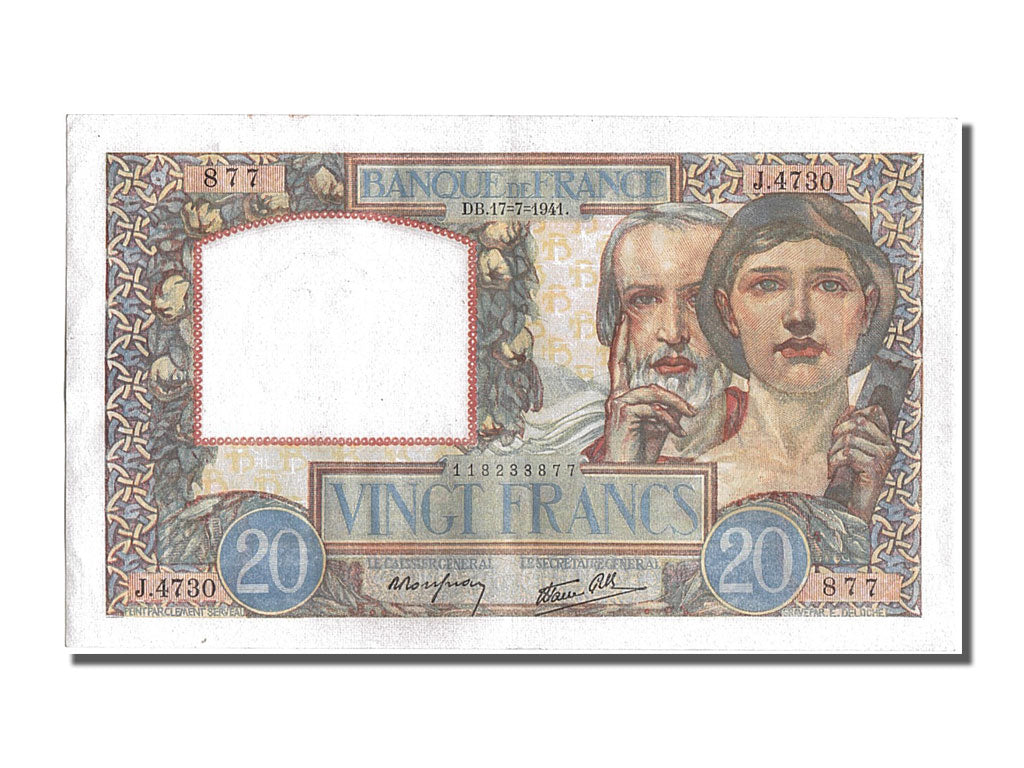 Banconote, Francia, 20 Francs, 20 F 1939-1942 ''Science et Travail'', 1941