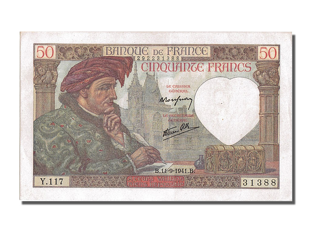 Billet, France, 50 Francs, 50 F 1940-1942 ''Jacques Coeur'', 1941, 1941-09-11