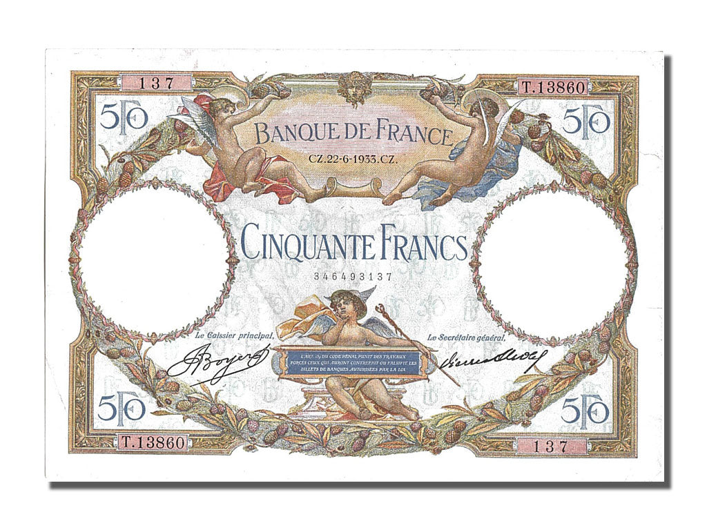 Banknote, France, 50 Francs, 50 F 1927-1934 ''Luc Olivier Merson'', 1933