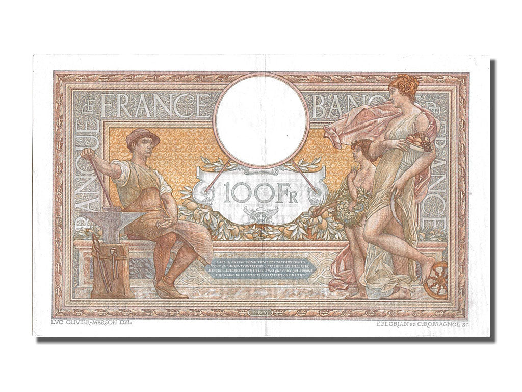 Banknote, France, 100 Francs, 100 F 1908-1939 ''Luc Olivier Merson'', 1933