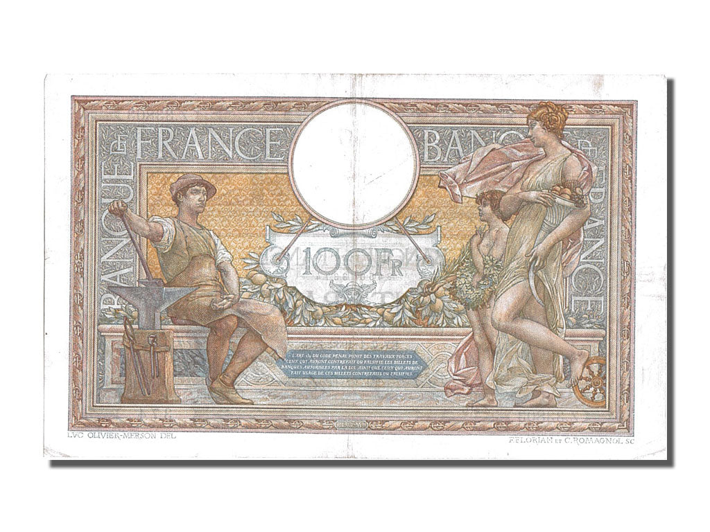 Banknote, France, 100 Francs, 100 F 1908-1939 ''Luc Olivier Merson'', 1932