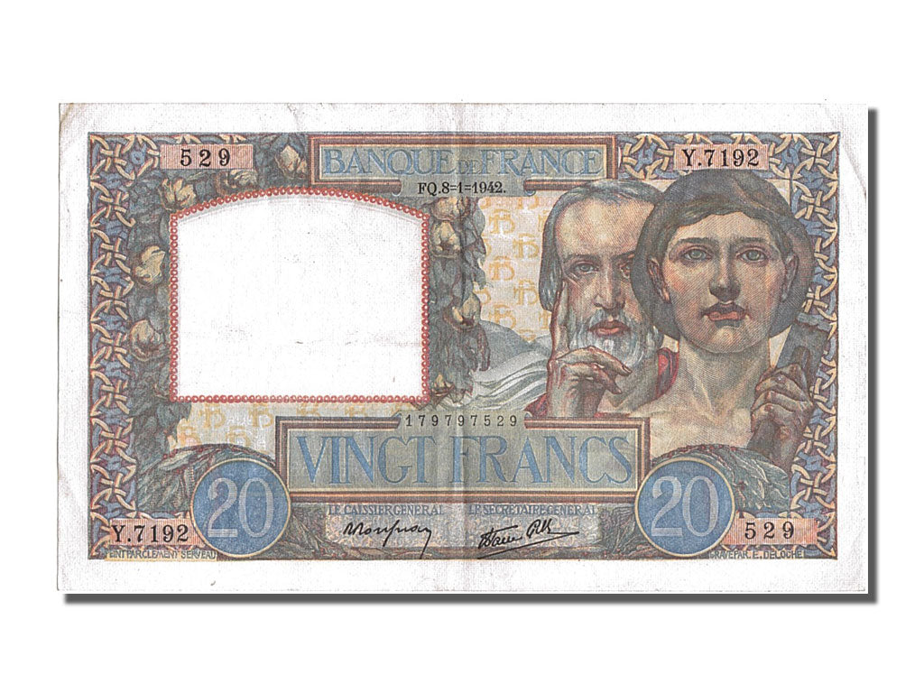 Billete, Francia, 20 Francs, 20 F 1939-1942 ''Science et Travail'', 1942