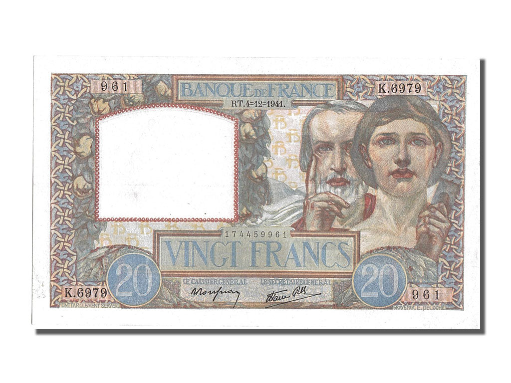Biljet, Frankrijk, 20 Francs, 20 F 1939-1942 ''Science et Travail'', 1941