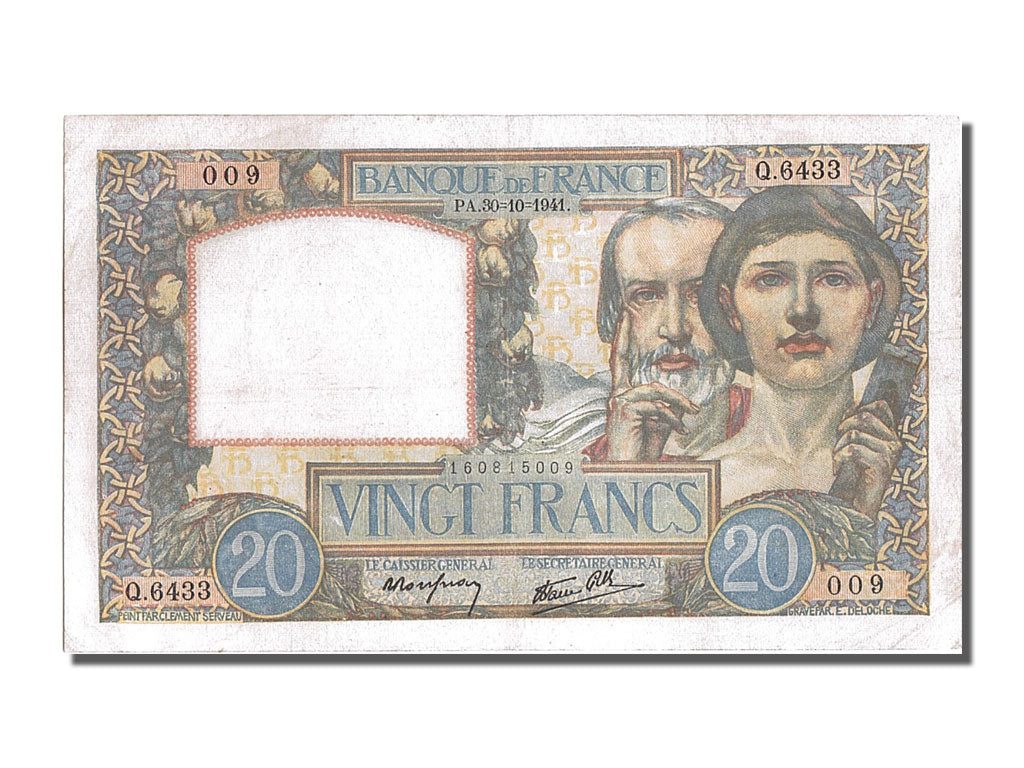 Billete, Francia, 20 Francs, 20 F 1939-1942 ''Science et Travail'', 1941