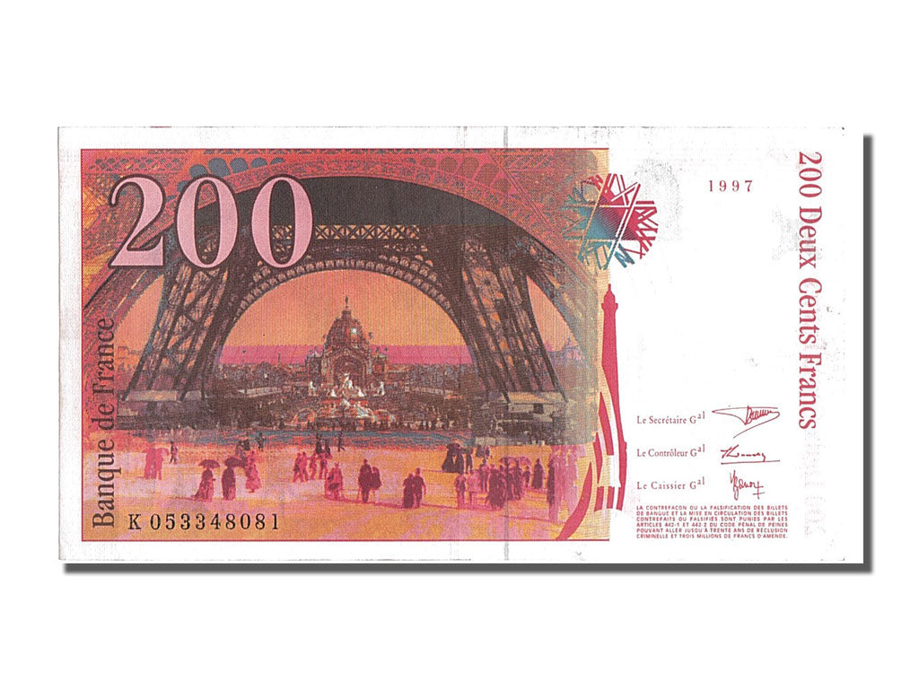 Banknote, France, 200 Francs, 200 F 1995-1999 ''Eiffel'', 1997, UNC(63)