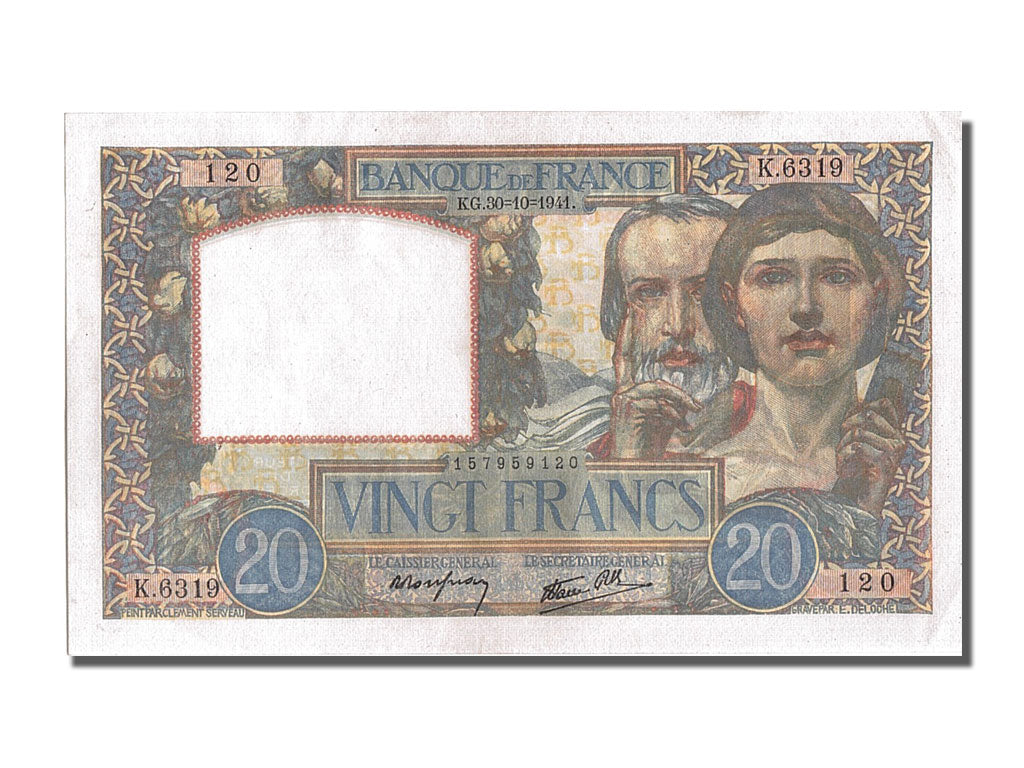 Banconote, Francia, 20 Francs, 20 F 1939-1942 ''Science et Travail'', 1941