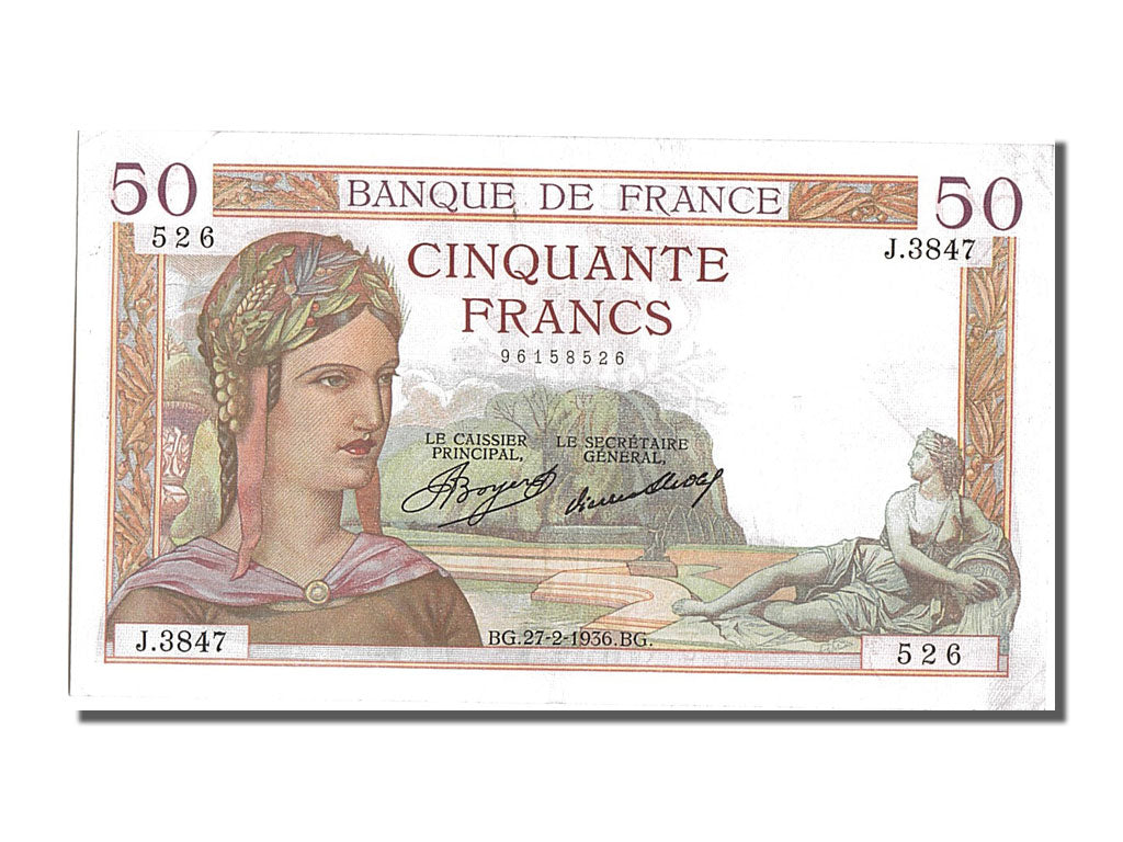 Biljet, Frankrijk, 50 Francs, 50 F 1934-1940 ''Cérès'', 1936, 1936-02-27
