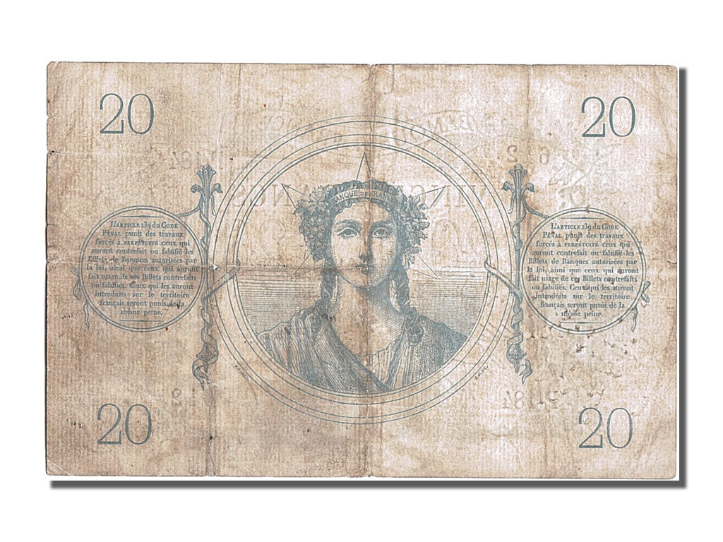 France, 20 Francs, ...-1889 Circulated during XIXth, 1871-08-31, P.184