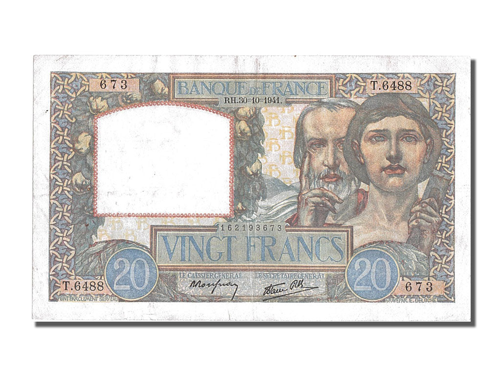 Banconote, Francia, 20 Francs, 20 F 1939-1942 ''Science et Travail'', 1941