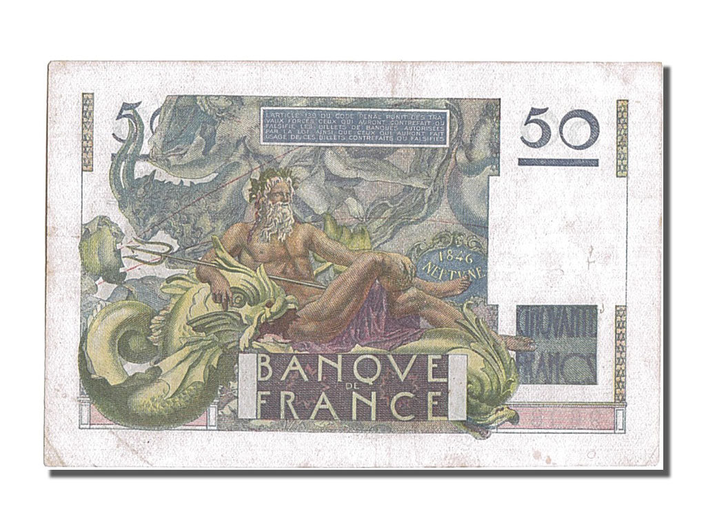 Banknot, Francja, 50 Francs, Le Verrier, 1951, 1951-06-07, EF(40-45)