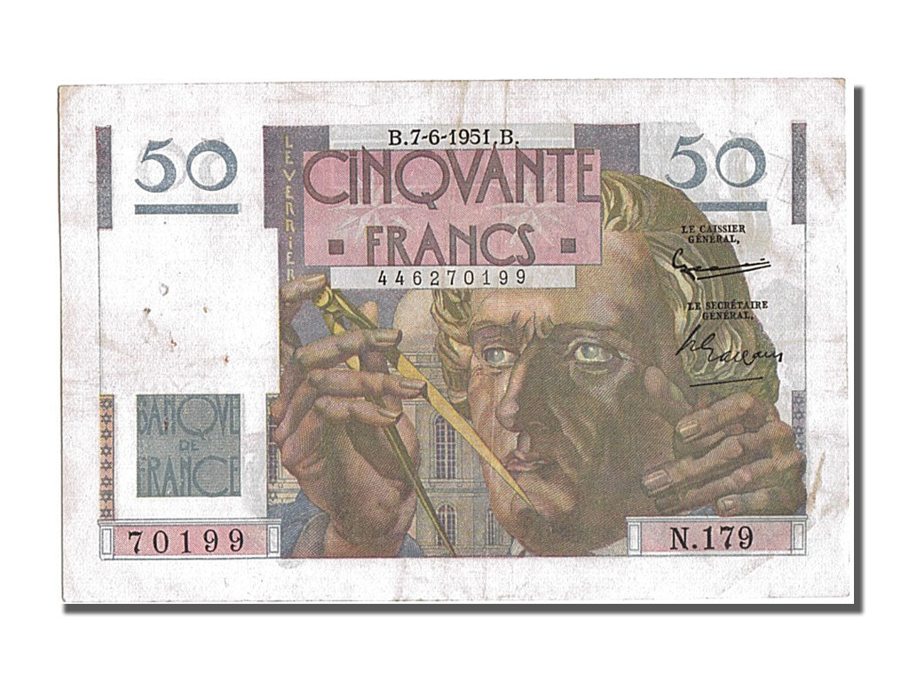 Billete, Francia, 50 Francs, 50 F 1946-1951 ''Le Verrier'', 1951, 1951-06-07