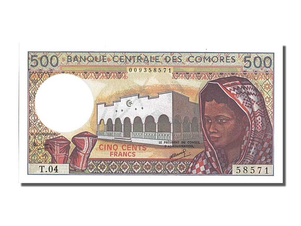 Billet, Comoros, 500 Francs, 1975, NEUF