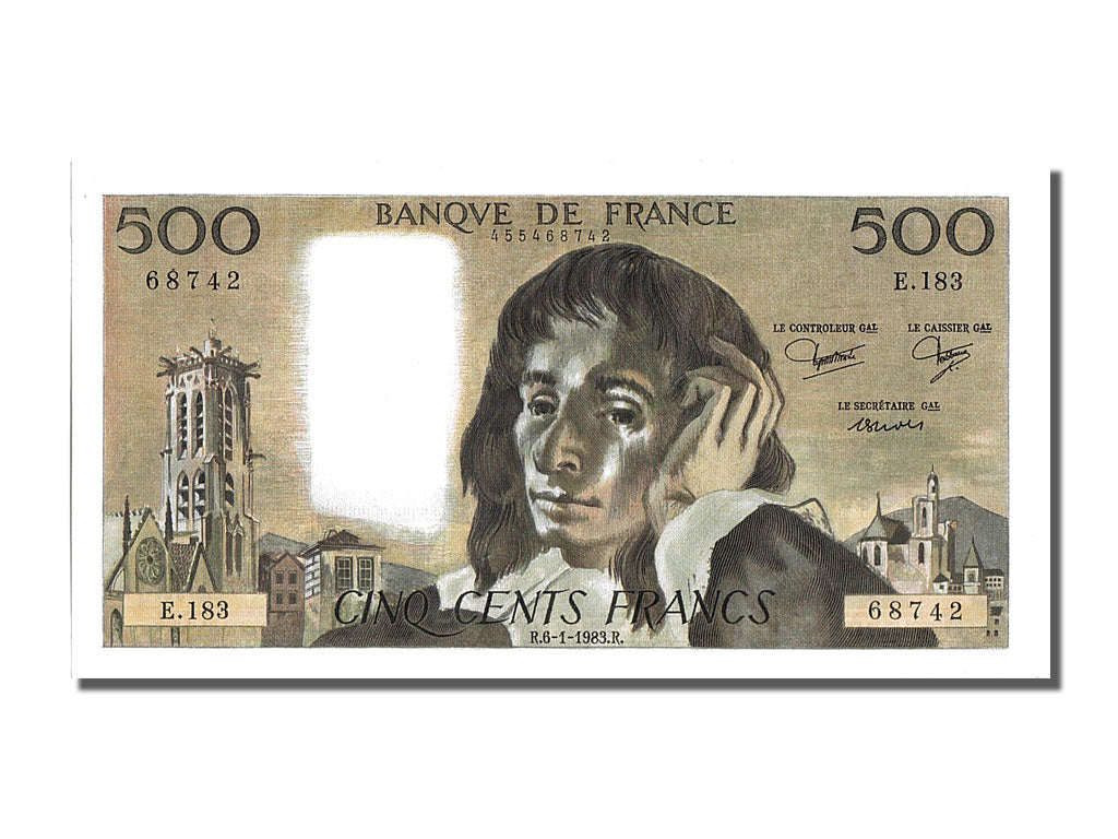 Banknote, France, 500 Francs, 500 F 1968-1993 ''Pascal'', 1983, 1983-01-06