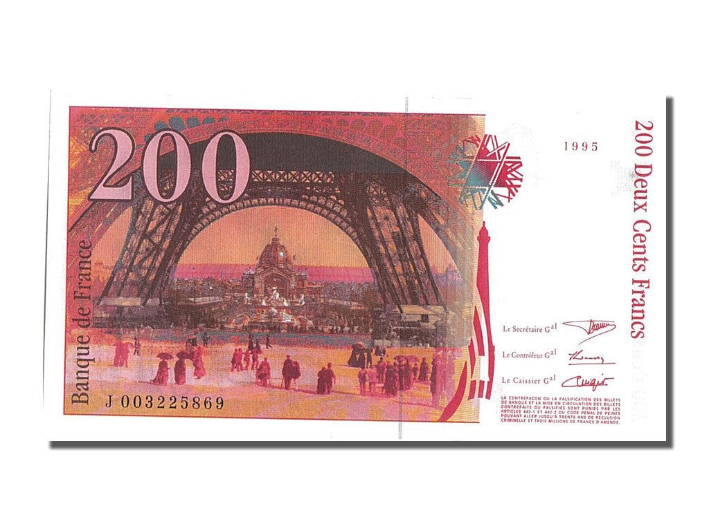Banknote, France, 200 Francs, 200 F 1995-1999 ''Eiffel'', 1995, UNC(65-70)