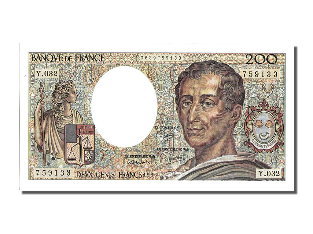 Banknote, France, 200 Francs, 200 F 1981-1994 ''Montesquieu'', 1985, UNC(65-70)
