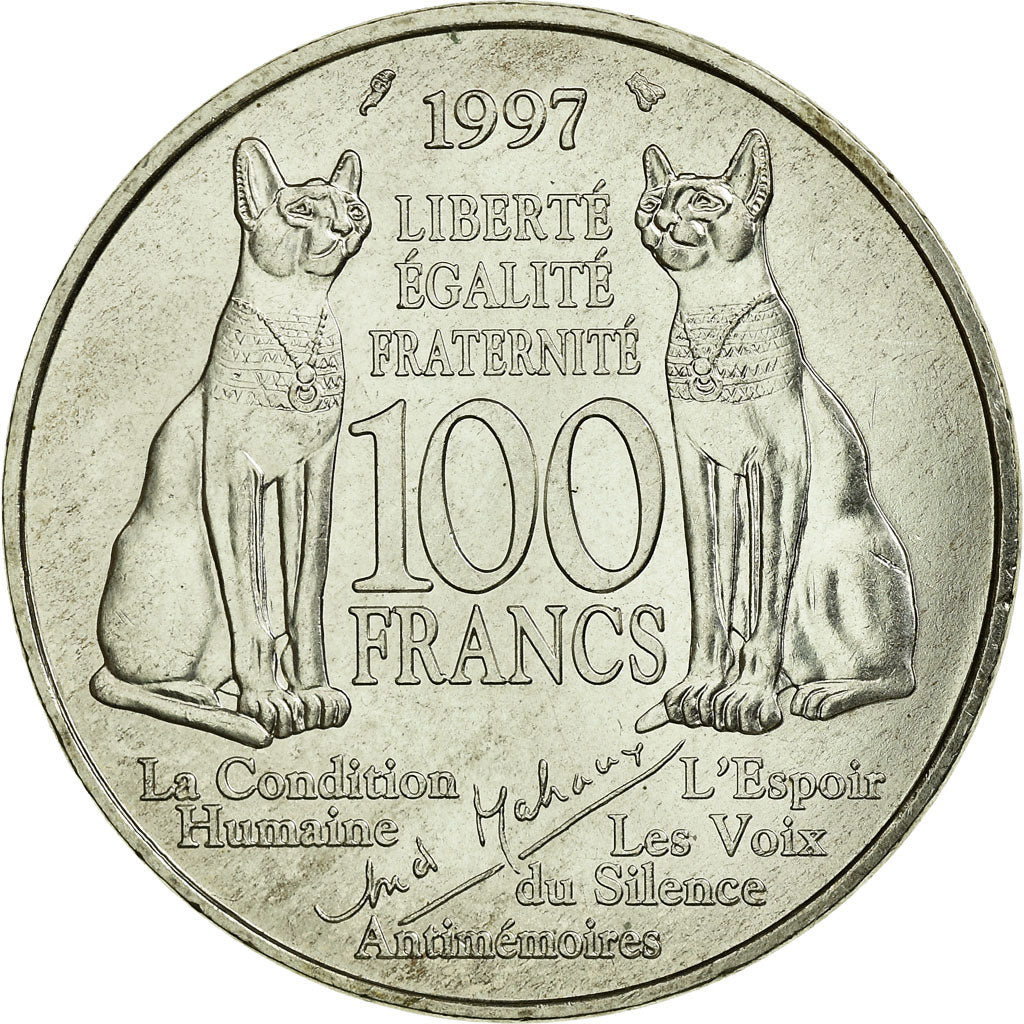 Coin, France, André Malraux, 100 Francs, 1997, MS(60-62), Silver, Gadoury:954