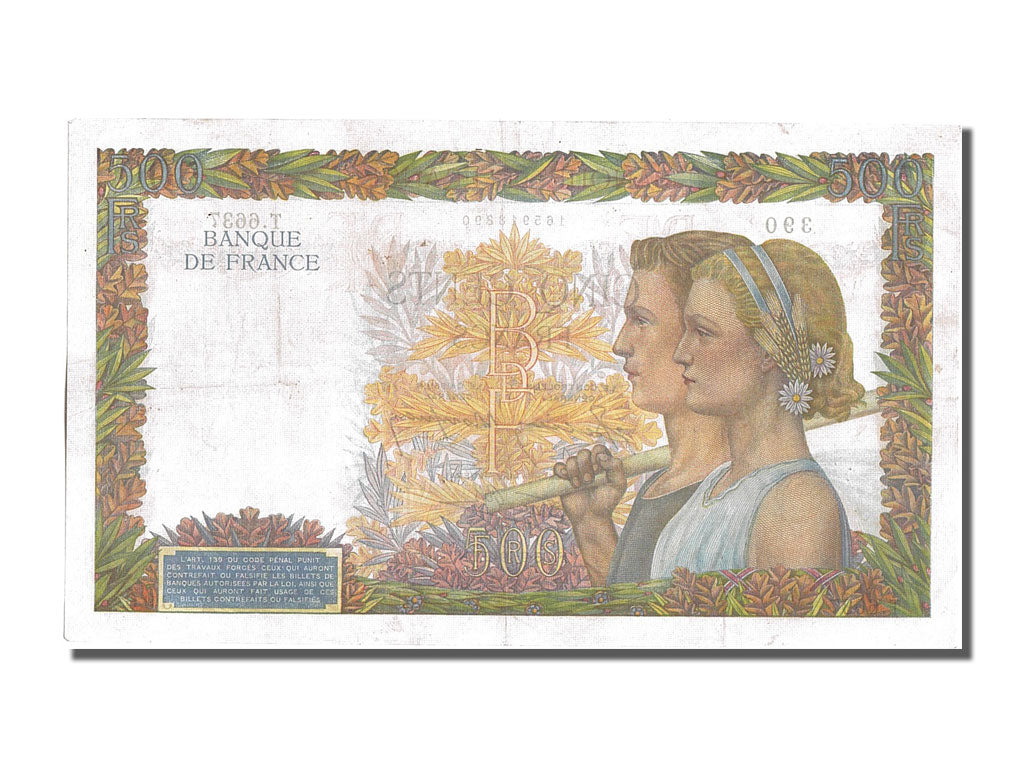 Billet, France, 500 Francs, 500 F 1940-1944 ''La Paix'', 1942, 1942-09-09, SUP+