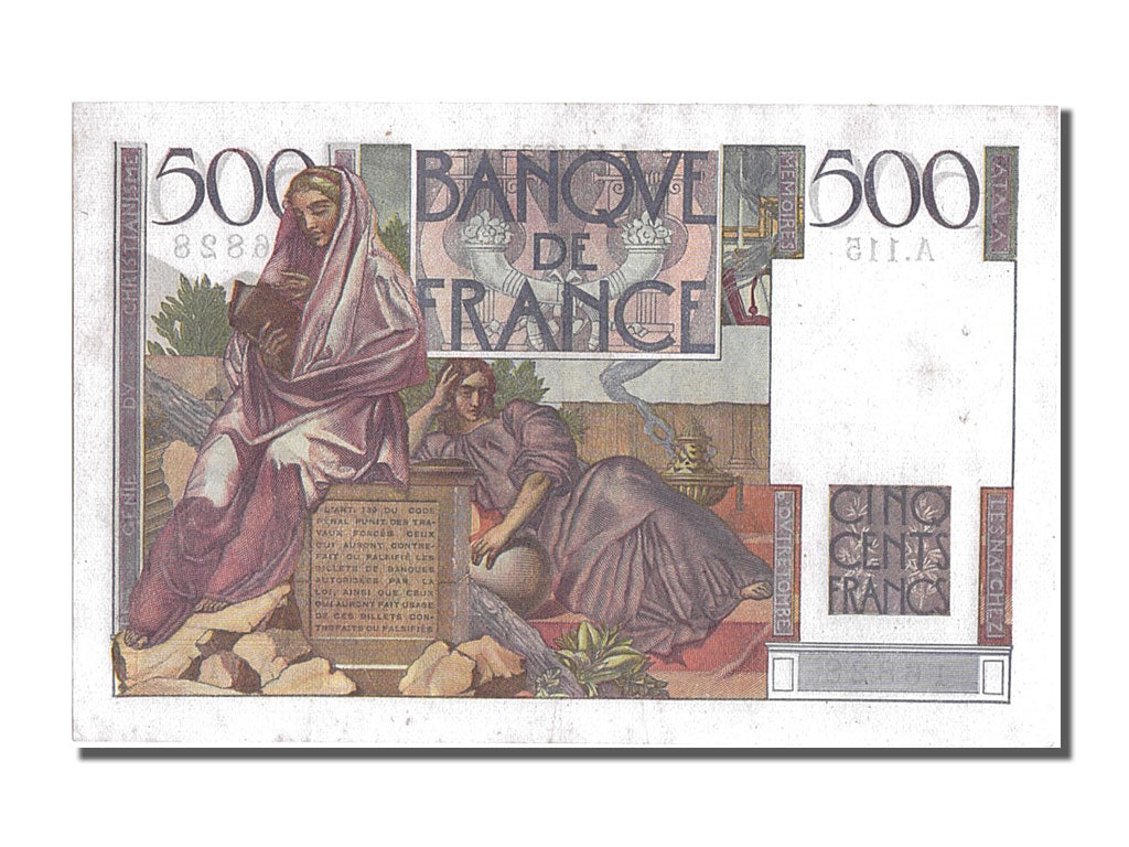 Biljet, Frankrijk, 500 Francs, 500 F 1945-1953 ''Chateaubriand'', 1952