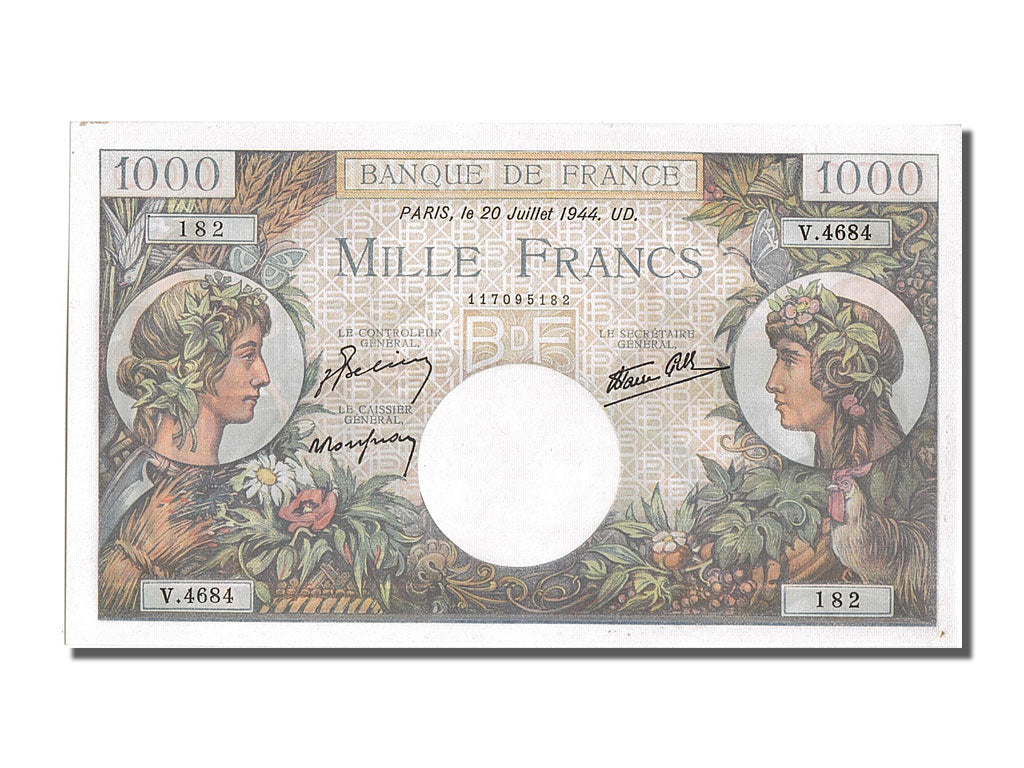 Banknote, France, 1000 Francs, 1 000 F 1940-1944 ''Commerce et Industrie''