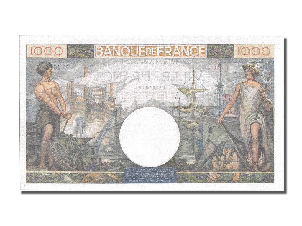 Banknote, France, 1000 Francs, 1 000 F 1940-1944 ''Commerce et Industrie''