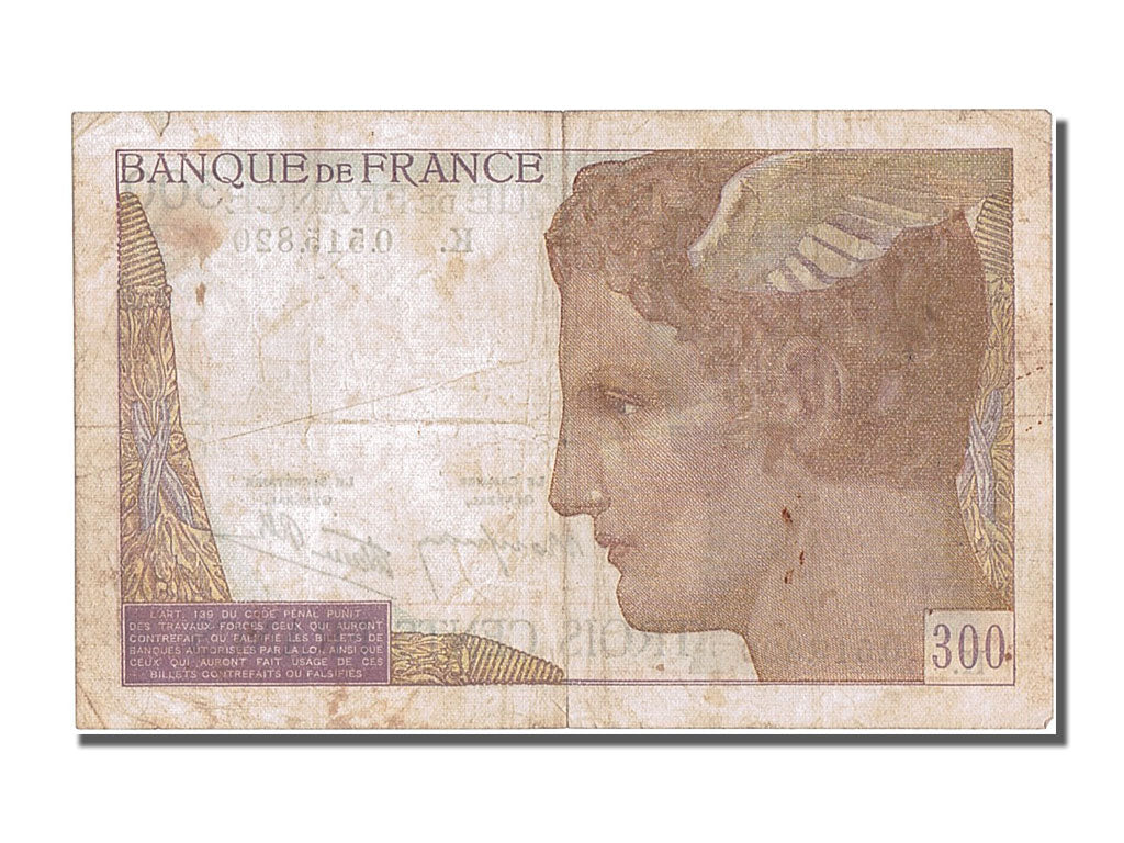 Geldschein, Frankreich, 300 Francs, 300 F 1938-1939, 1938, S+, Fayette:29.1