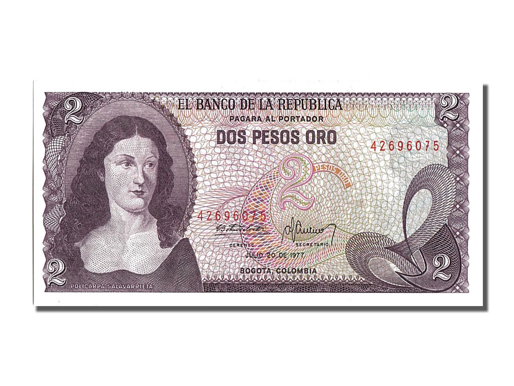 Banknote, Colombia, 2 Pesos Oro, 1977, 1977-07-20, UNC(65-70)