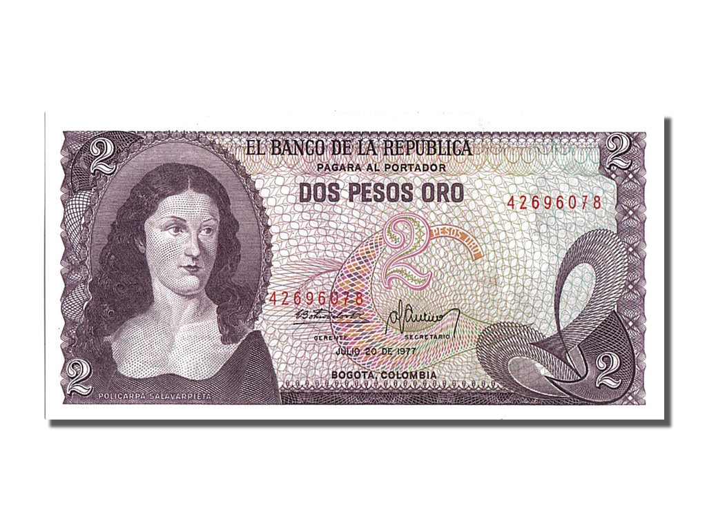 Banknote, Colombia, 2 Pesos Oro, 1977, 1977-07-20, UNC(65-70)