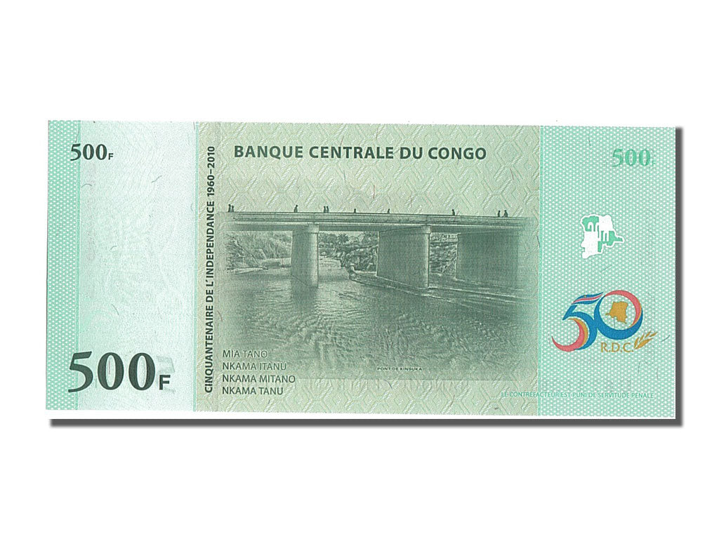 Banknote, Congo Democratic Republic, 500 Francs, 2010, 2010-06-30, UNC(65-70)
