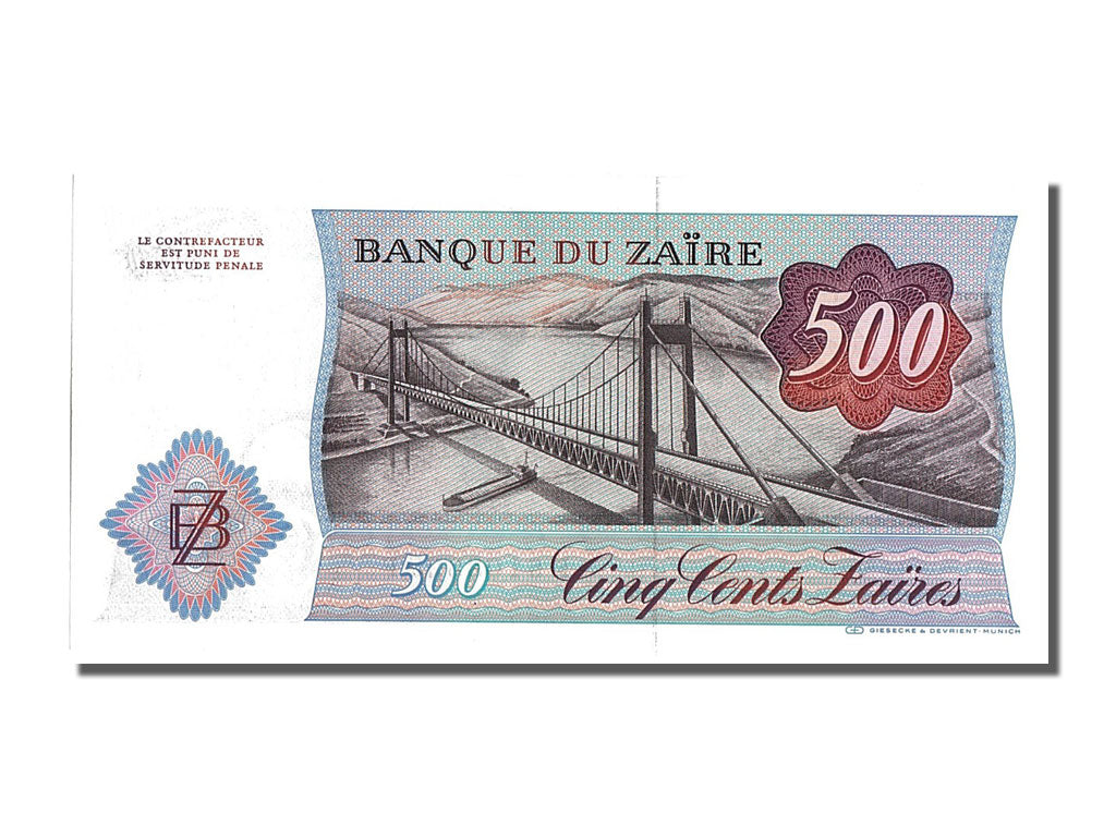 Banknote, Zaire, 500 Zaïres, 1985, 1985-11-24, UNC(65-70)
