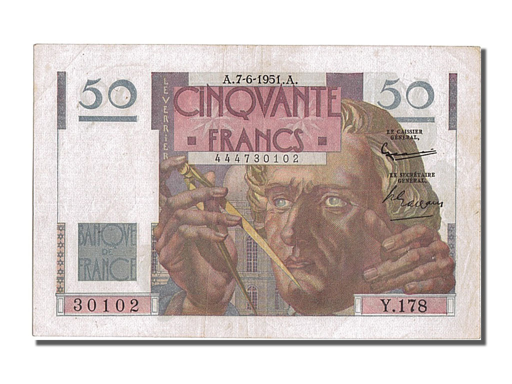 Biljet, Frankrijk, 50 Francs, 50 F 1946-1951 ''Le Verrier'', 1951, 1951-06-07