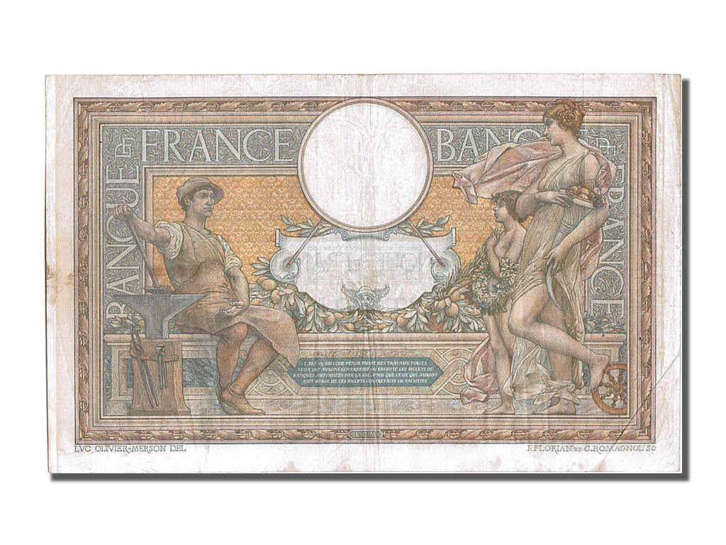 Francja, 100 Francs, Luc Olivier Merson, 1909, 1909-03-30, VF(30-35)