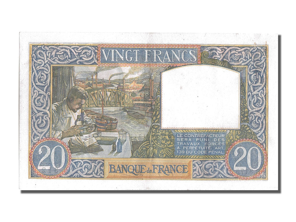 Banconote, Francia, 20 Francs, 20 F 1939-1942 ''Science et Travail'', 1941