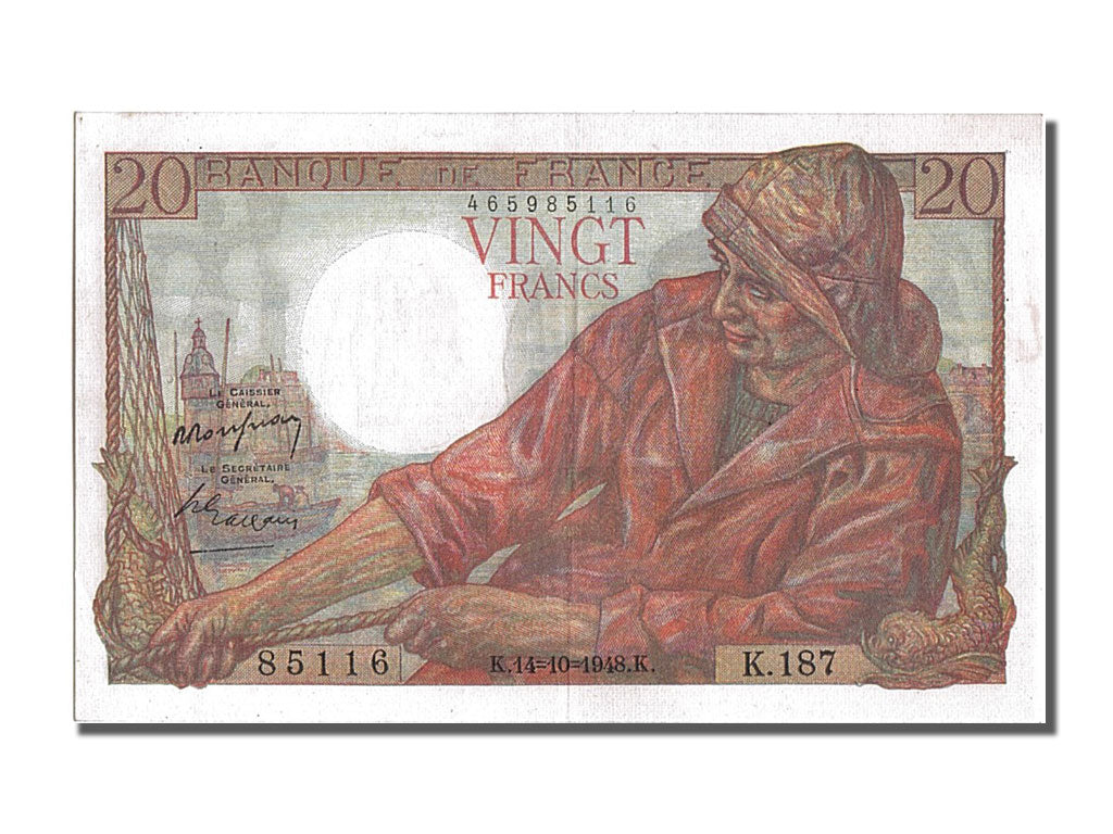 Biljet, Frankrijk, 20 Francs, 20 F 1942-1950 ''Pêcheur'', 1948, 1948-10-14