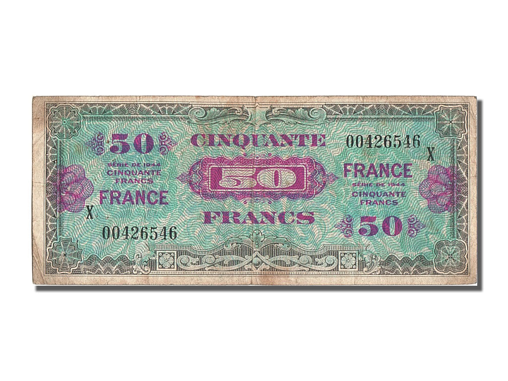 Biljet, Frankrijk, 50 Francs, 1945 Verso France, 1944, TTB, Fayette:VF24.04