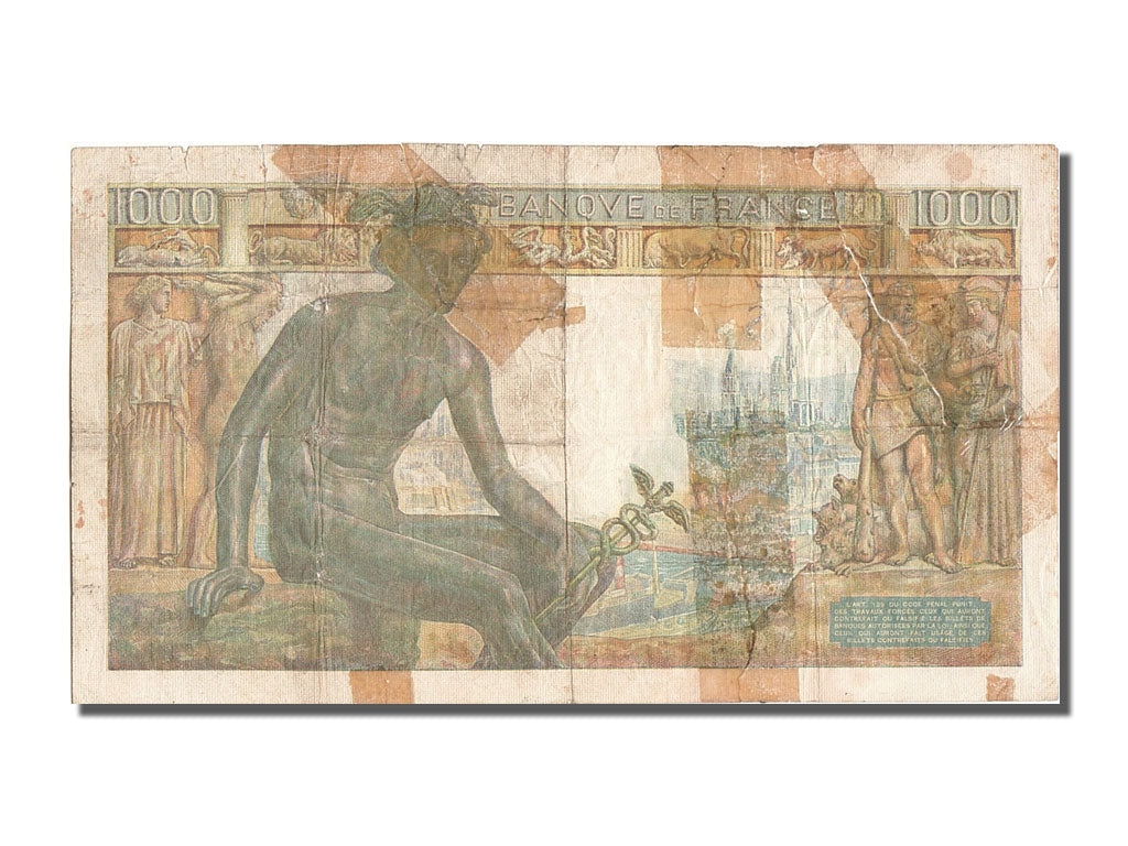 Banknote, France, 1000 Francs, 1 000 F 1942-1943 ''Déesse Déméter'', 1943