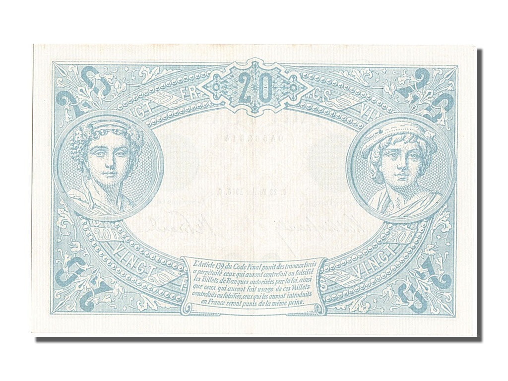 Frankrijk, 20 Francs, Bleu, 1906-02-23, N.183, AU 58, PMG