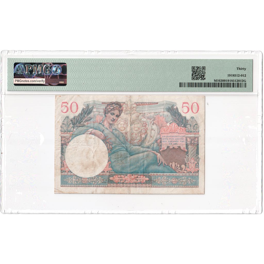 France, 50 Francs, 1956-11-01, VF 30, PMG