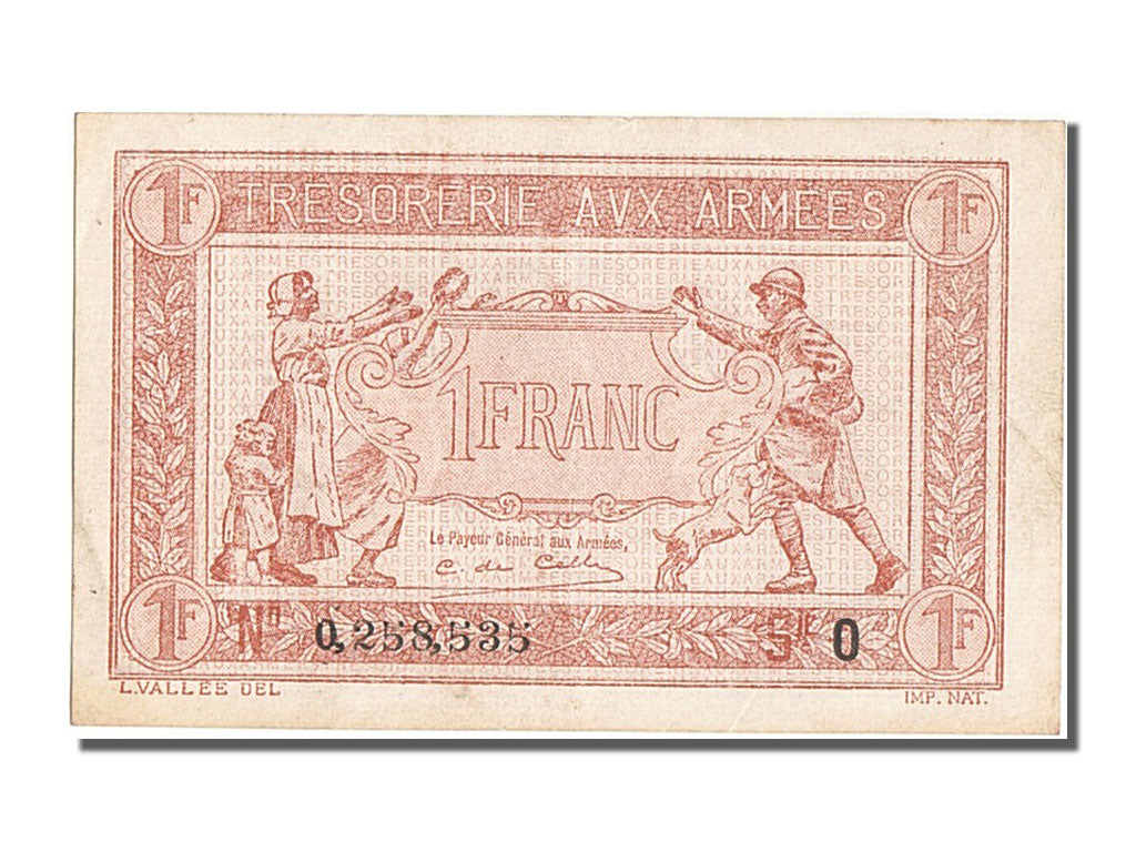 Geldschein, Frankreich, 1 Franc, 1917-1919 Army Treasury, 1919, UNZ-