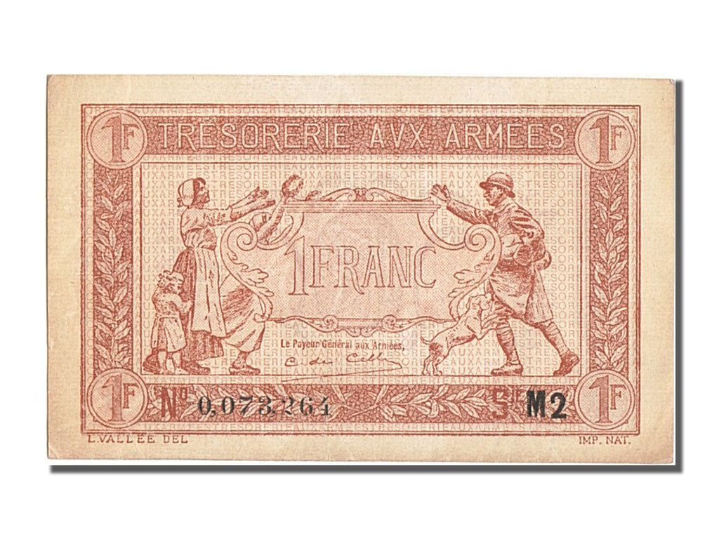 Banknote, France, 1 Franc, 1917-1919 Army Treasury, 1917, UNC(63)