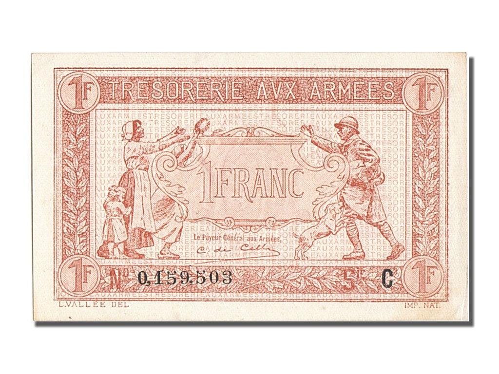 Banknote, France, 1 Franc, 1917-1919 Army Treasury, 1917, UNC(63)