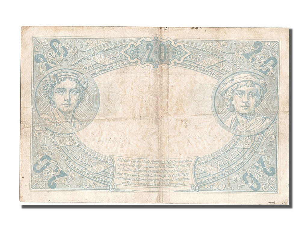 Banknote, France, 20 Francs, 20 F 1905-1913 ''Bleu'', 1913, 1913-01-21